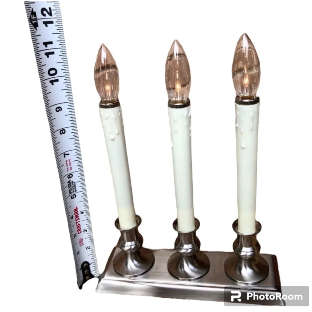 RESTORATION HARDWARE | Britton Rose Triple Window Candle Cordless Lamp in Nickel